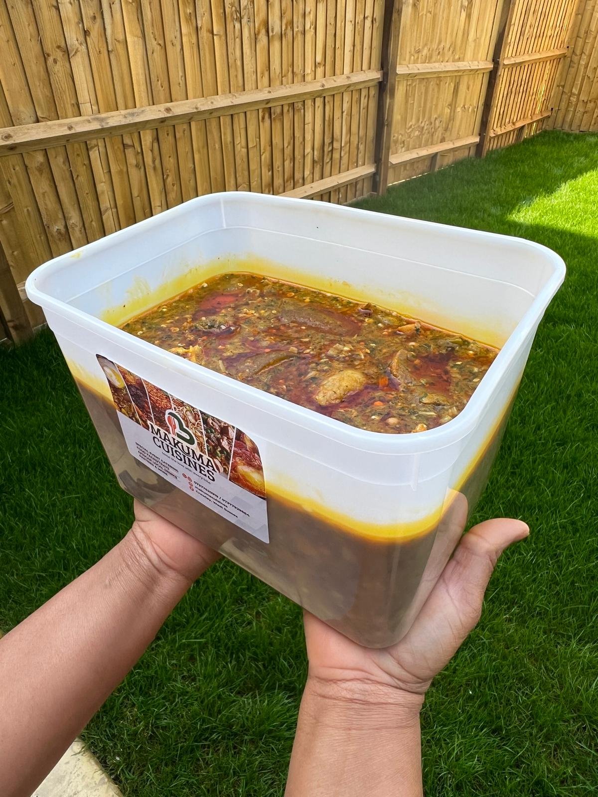 Large catering tray of okra soup